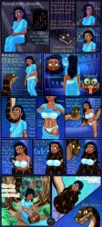  absurdres black_hair blush breasts chin_hold coils comic dark_skin disney femsub happy_trance hypnotic_eyes kaa kaa_eyes large_breasts long_hair maledom messua open_mouth ordeper_arts smile snake text the_jungle_book tongue tongue_out western 