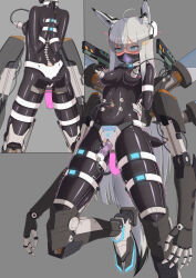  ahoge anal animal_ears arms_behind_back azur_lane blindfold blue_eyes blush bodysuit brain_injection breast_sucking breasts cables clitoris_piercing collar dildo double_penetration face_mask female_only femsub garter gas_mask glowing grey_background grey_hair heart heart_eyes hypnotic_accessory hypnotic_gas kawakaze_(azur_lane) lactation latex milking milking_machine multiple_views navel_penetration open_mouth piercing pussy_juice restrained rubber sex sex_machine sex_toy simple_background solo symbol_in_eyes tail tears tech_control trembling vaginal very_long_hair visor x-ray xia_ye 