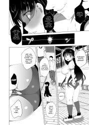 absurdres after_sex after_vaginal ahoge altered_common_sense ass before_and_after black_hair breasts comic cum cum_in_pussy dialogue expressionless femsub gym_uniform hard_translated hypno_janitor large_breasts long_hair maledom murase_himeno netorare open_mouth short_hair shorts sideboob tanaka_decilitre text translated unaware 