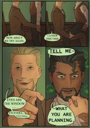 beard comic consensual dark_skin elias_bouchard jonathan_sims male_only maledom malesub smile speech_bubble sweetmapple the_magnus_archives