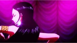  animated animated_gif black_hair dancing empty_eyes happy_trance jewelry manip nico_robin one_piece pink_eyes wink 