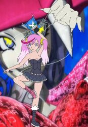 alternate_costume ballerina breasts dancing digimon digimon_universe_appli_monsters doll empty_eyes eri_karan expressionless female_only femdom femsub human_puppet large_breasts liquidphazon pink_hair puppet twintails
