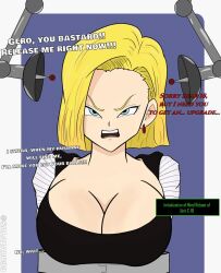  android_18 animated animated_gif barcode bimbofication blonde_hair brain_drain breast_expansion dragon_ball dragon_ball_z female_only femsub mind_break mind_hack netorare tech_control text thesalazar 