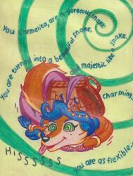  blockdasher91 blue_hair carmelita_fox earrings female_only femsub fox_girl furry happy_trance jewelry limp mantra pet_play red_lipstick sly_cooper_(series) spiral_background spiralwash_eyes tongue tongue_out 