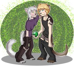 animal_ears blonde_hair blyss_otter cat_boy devin_neko furry grey_hair happy_trance hydez hypnotic_orb male_only malesub non-human_feet orb original otter_boy paws sexuality_change smile tail tail_growth torn_clothes transformation yaoi