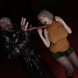  3d ashley_graham blonde_hair boots corruption esccc eye_roll femsub green_eyes leggings monster nemesis_(resident_evil) nightmare_fuel parasite resident_evil resident_evil_4 resident_evil_4_remake short_hair sweater tentacle_in_mouth tentacles wufan870203 