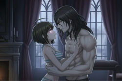 ai_art dangan_ronpa dangan_ronpa_another_episode haiji_towa johntrent05_(generator) komaru_naegi pink_eyes underwear vampire