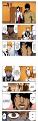  absurdres aizen_sosuke black_hair bleach brown_hair clothed dark_skin dialogue english_text femsub hair_covering_one_eye ichigo_kurosaki long_hair maledom malesub memory_alteration multiple_subs official orange_eyes orange_hair orihime_inoue renji_abarai rukia_kuchiki short_hair text tsukishima_shukuro yasutora_sado 