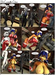 altered_common_sense altered_perception bare_breasts carmelita_fox christmas comic cum fellatio femsub fox_boy fox_girl furry handjob large_breasts lipstick maledom navel penis santa_costume santa_hat sequence sly_cooper_(series) smile speech_bubble spiral_eyes wolf_boy zonkypones