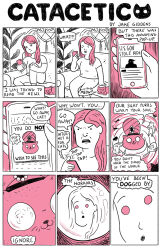 cat cell_phone comic empty_eyes female_only femsub happy_trance humor hypnotic_screen jake_giddens long_hair open_mouth pink_hair politics spiral tech_control text