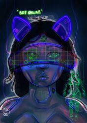  cat_ears expressionless femsub milkysleep robotization spiral_eyes tech_control text visor wires 