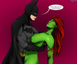  batman batman_(series) breasts cape corruption dc_comics discolored_nipples fangs femsub glowing glowing_eyes green_skin maledom mask megaguardain nipples nude open_mouth poison_ivy pussy red_eyes red_hair simple_background super_hero text turning_the_tables vampire 