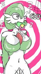  age_regression breasts coin cyl4s drool female_only femsub gardevoir large_breasts nintendo pacifier pendulum pokemon pokemon_(creature) short_hair spiral_eyes symbol_in_eyes text 