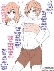  before_and_after blush boxers crossdressing denial female_only femsub flat_chest giu_giu hand_on_hip masculinization navel original red_eyes reverse_trap sarashi sweat text tomboy unaware 
