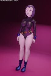 3d dc_comics empty_eyes femsub grey_skin large_breasts latinkaixa raven short_hair teen_titans