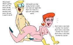 bow_tie breasts dad_(dexter&#039;s_lab) decca_(manipper) dexter&#039;s_laboratory dialogue femsub glasses large_breasts maledom manip mom_(dexter&#039;s_lab) spiral_eyes symbol_in_eyes text western