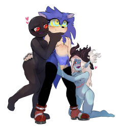  absurdres blue_skin blush bottomless chin_hold cuntboy cuntboy_sub fingering furry genderswap happy_trance hedgehog_cuntboy kaa_eyes kneeling nude open_mouth pussy pussy_juice scars shoes simple_background sonic_the_hedgehog sonic_the_hedgehog_(series) sonofan standing threesome topless transgender_identity transmasc white_background 