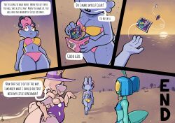 bad_end beach bikini bunny_girl cecil_(hypnodoe) cleavage comic crossdressing drool empty_eyes femdom femsub furry hypnodoe hypnotic_cuckolding malesub mantis_boy moth_girl netorare nova_(hypnodoe) original shrunken_irises