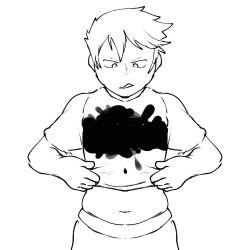 animated animated_gif earrings faetomi genderswap identity_swap ink milf monochrome shirt_lift shirt_pull toonification topless transformation