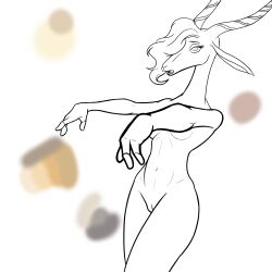 bottomless disney expressionless female_only flat_chest furry gazelle gazelle_girl hypnogoat666 nude open_mouth pussy sketch spiral_eyes symbol_in_eyes topless zombie_walk zootopia