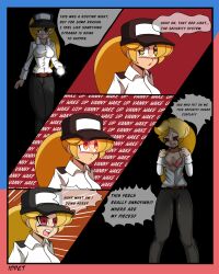 before_and_after blonde_hair comic empty_eyes female_only femsub five_nights_at_freddy's five_nights_at_freddy's:_security_breach idpet nude ponytail split_personality tech_control text trigger undressing vanessa_(five_nights_at_freddy's) vanny