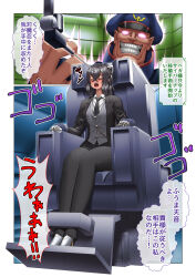  before_and_after blush brain_injection capcom comic corruption evans fumma_amane gloves japanese_text m._bison maledom ponytail restrained sitting speech_bubble street_fighter suit taimanin_(series) tears tie 
