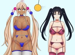 black_hair cleavage dark_skin female_only femsub happy_trance high_school_dxd hololive hololive_english large_breasts lingerie long_hair navel pendulum sana_tsukumo serafall_leviathan smile spiral_eyes standing symbol_in_eyes the_only_shoe thighhighs twintails very_long_hair virtual_youtuber 