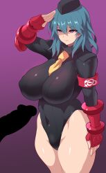  absurdres blue_eyes blue_hair breasts byleth_eisner cameltoe empty_eyes erect_nipples expressionless femsub fire_emblem fire_emblem_three_houses gloves konno_tohiro large_breasts nintendo penis saluting shadaloo_dolls standing standing_at_attention street_fighter tie 
