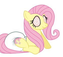 animals_only diaper female_only femsub fluttershy hodgepodgedl horse_girl my_little_pony pink_eyes pink_hair poofy_diaper ring_eyes solo