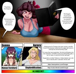 bow brown_hair cleavage original penny_(brushie_art) red_eyes sixmi34