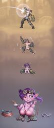 absurdres before_and_after femsub impyhero league_of_legends magic pet_play pink_hair sketch topless traditional transformation vi_(league_of_legends) yordle 