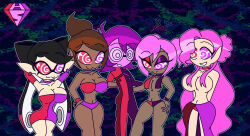  alternate_costume aoi_asahina arms_above_head bare_legs bare_shoulders black_hair breasts brown_hair callie_(splatoon) choker cleavage clothed code_geass convenient_censoring costume crossover dangan_ronpa dark_skin doki_doki_literature_club earrings elf_ears euphemia_li_britannia eye_color_change femsub glasses hair_color_change hand_on_hip happy_trance harem heterochromia heterosexual hypno-scream_(hypnoscream) hypnoscream legs long_hair maledom midriff multicolored_hair multiple_girls multiple_subs natsuki_(doki_doki_literature_club) navel nintendo original pink_hair purple_eyes purple_hair red_eyes red_hair short_hair smile spiral_eyes spiralwash_eyes splatoon thighs topless very_long_hair 