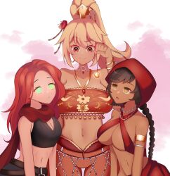 black_hair blonde_hair clothed earrings empty_eyes expressionless female_only femdom femsub genie gingerlemxn harem_outfit multiple_girls multiple_subs naga_girl pendulum red_hair ruby_(klsdfhofgboeiygrtior) samirah_(pieman754) spiral_eyes thala_(frostnova5)