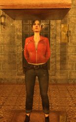 3d belt breasts brown_hair closed_eyes collarbone female_only femsub jacket jeans left_4_dead posing renderguy19 short_hair solo source_filmmaker standing standing_at_attention thick_thighs zoey