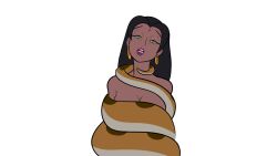  black_hair cleavage coils dark_skin disney earrings femsub kaa kaa_eyes katsiika long_hair nude open_mouth shanti&#039;s_mother sleepy snake spiral_eyes the_jungle_book 