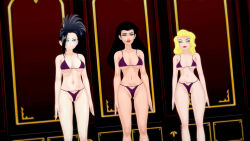 3d black_canary black_hair blonde_hair dc_comics femsub justice_league_(series) justice_league_unlimited large_breasts momo_yaoyorozu multiple_girls multiple_subs my_hero_academia sonrio12 swimsuit wonder_woman 