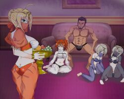 breasts empty_eyes fate/extra fate/grand_order fate_(series) femsub gudako harem harem_outfit heterosexual inikanata jeanne_alter large_breasts maledom napoleon_(fate_grand_order) open_mouth pink_hair ritsuka_fujimaru saber_alter saber_extra short_hair spread_legs veil