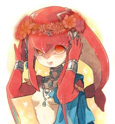  blush bracelet breasts breath_of_the_wild empty_eyes female_only femsub fish_girl flower furry gaphid_(manipper) happy_trance hypnotic_accessory jewelry kinako_(462) manip mipha necklace nintendo open_mouth orange_eyes pink_hair princess small_breasts smile solo the_legend_of_zelda zora 