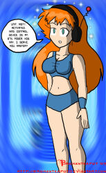  aged_up antenna breasts brokenteapot dialogue empty_eyes female_only femsub headphones hypnotic_accessory large_breasts long_hair misty nintendo orange_hair pokemon pokemon_red_green_blue_and_yellow red_hair robot solo standing standing_at_attention tech_control text underwear 