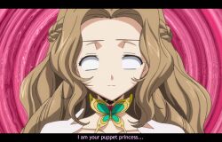  aliensdideverything_(manipper) animated animated_gif brown_hair choker code_geass expressionless female_only femsub long_hair manip mantra nunnally_lamperouge princess spiral text whitewash_eyes 