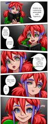 comic female_only femsub green_eyes multicolored_hair naomi_(penken) original purple_hair red_hair ring_eyes sixmi34 snake