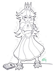book breast_expansion breasts candle corruption crown dress femsub greyscale hypnotic_accessory ivanks jewelry long_hair magic nintendo non-human_feet open_mouth princess princess_peach sketch super_mario_bros. traditional transformation very_long_hair