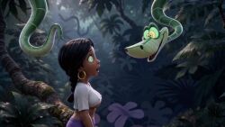  3d aged_up ai_art animated black_hair disney earrings erect_nipples femsub happy_trance jungle kaa kaa_eyes midriff ponytail shanti smile snake sound the_jungle_book underboob video 