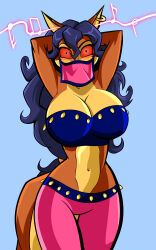  carmelita_fox cleavage dancing female_only femsub fox_girl furry harem_outfit hypnotic_audio hypnotic_music large_breasts oo_sebastian_oo red_eyes sly_cooper_(series) solo 