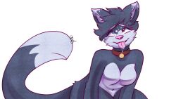 alittleshyart breasts cat_girl collar drool female_only furry happy_trance heterochromia large_breasts open_mouth short_hair tongue tongue_out