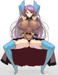  altered_perception ass blue_hair bottomless breasts brighid_(xenoblade) cleavage empty_eyes expressionless female_only femsub gloves guilegaze_(manipper) large_breasts long_hair manip nintendo nipples opera_gloves see-through spread_legs thighhighs thong twintails xenoblade_chronicles xenoblade_chronicles_2 