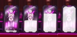  3d ahoge before_and_after blue_eyes boots chengny13 closed_eyes corruption custom_maid_3d_2 empty_eyes female_only femsub fishnets happy_trance heterochromia lactation large_breasts milk milking monitor navel open_mouth orange_eyes original pink_hair pussy restrained sequence solo thigh_boots thighhighs topless twintails 