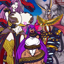  alternate_costume alternate_hairstyle animated animated_gif anubis asphyxiation aware bare_breasts bare_legs bare_shoulders bb_(fate/extra_ccc) bimbofication bondage breast_expansion breasts cleavage clothed coils confused crossed_arms dark_skin drool egyptian eye_color_change fate/extra fate/extra_ccc fate/grand_order fate_(series) femdom femsub goddess gorgon_(fate) hair_color_change happy_trance huge_breasts hyper_breasts kaa_eyes large_breasts legs leotard lipstick long_hair makeup medusa_(fate) midriff multiple_girls navel nipples nitocris_(fate/grand_order) nitocris_alter_(fate/grand_order) one_eye_open open_mouth outdoors pele possession purple_hair purple_lipstick red_eyes red_lipstick restrained short_hair signature smile snake surprised swimsuit symbol tan_skin thick_thighs very_long_hair white_hair zarvex3 