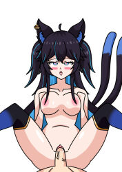  bangs bell black_hair blue_eyes bottomless breasts cat_ears collarbone earrings erection eye_roll femsub heart_eyes long_hair male_pov navel neonartist nipples nott_(owozu) nude open_mouth owozu penis pov pussy_juice sex simple_background sitting spread_legs thighhighs tongue tongue_out topless twintails vaginal veins virtual_youtuber white_background 