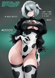 bzurrrf cow_girl cow_print fake_animal_ears femsub nier_automata smile tagme yorha_no._2_type_b